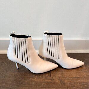 Diane Von Furstenberg White Pointed Toe Boots Sz 7 (EU37)